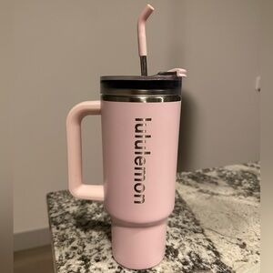 Lululemon Pink Tumbler with Straw